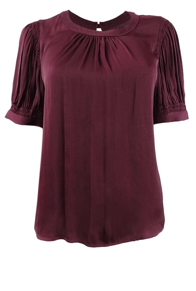Blusa franzida feminina Current Air roxa tamanho médio