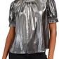 Blusa franzida feminina Current Air, tamanho médio, prata