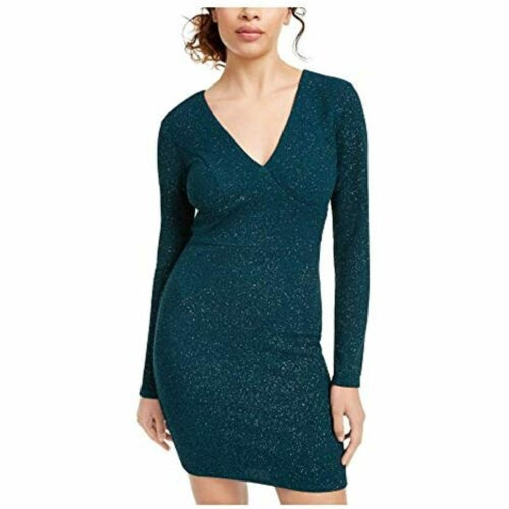 Vestido com glitter aberto nas costas, tamanho 3, verde, City Studio Juniors