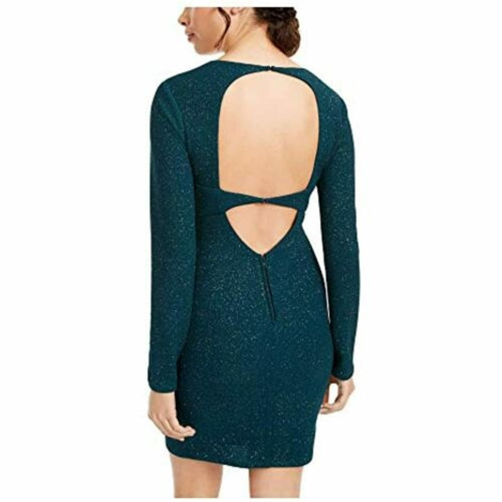 Vestido com glitter aberto nas costas, tamanho 3, verde, City Studio Juniors