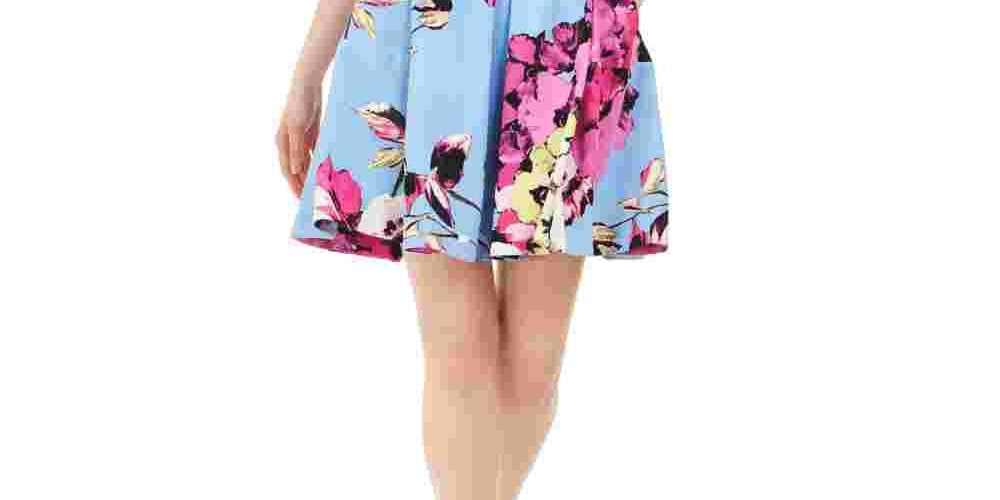 Vestido feminino Taylor Floral Scuba Fit &amp; Flare Azul Marinho Tamanho Médio Regular