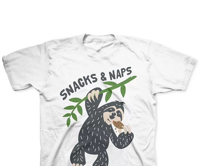 Camiseta infantil Jem Toddler Boys Snacks &amp; Naps, branca, tamanho 4