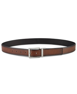 Perry Ellis Masculino Portfolio Cinto Casual Reversível com Borda Biselada Marrom Tamanho 32