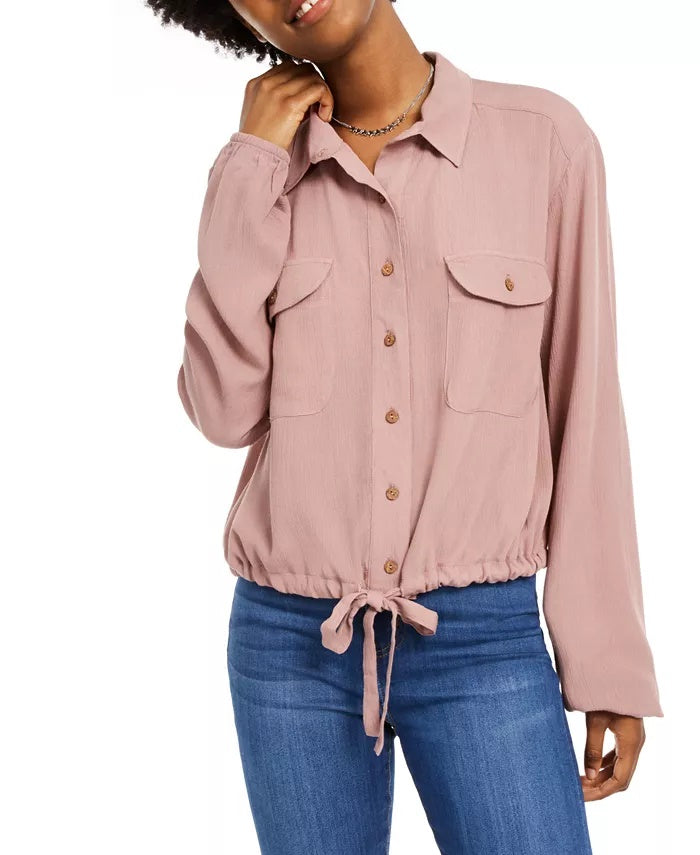 Blusa cargo com cordão e bolso Self Esteem Juniors rosa brilhante tamanho grande