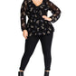 Top peplum feminino City Chic, moderno, plus size, estampa floral, preto, tamanho 24W