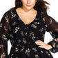 Top peplum feminino City Chic, moderno, plus size, estampa floral, preto, tamanho 24W