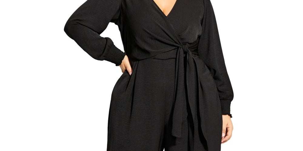 Macacão Feminino City Chic Trendy Synthesis Preto Tamanho 18W