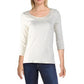Ralph Lauren Blusa Feminina Manga 3/4 Renda Marfim Gola Redonda Tamanho Natural GG