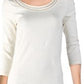 Ralph Lauren Blusa Feminina Manga 3/4 Renda Marfim Gola Redonda Tamanho Natural GG