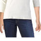 Ralph Lauren Blusa Feminina Manga 3/4 Renda Marfim Gola Redonda Tamanho Natural GG