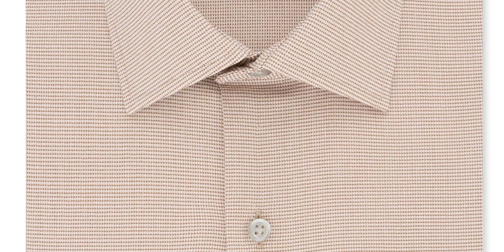 Camisa social masculina Van Heusen Flex Classic Fit Stretch sem rugas e estampa Nailshead, tamanho bege 15,5 x 32 x 33