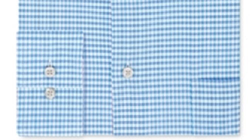 Camisa social masculina Van Heusen Classic/Regular Fit Performance Stretch, sem vincos, com gola flexível e xadrez, azul, tamanho 16,5 x 34-35