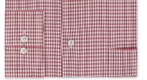 Camisa social masculina Van Heusen Classic/Regular Fit Performance Stretch, sem vincos, com gola flexível e xadrez, vermelha, tamanho 18,5 x 34-35