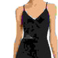 Vestido ilusão lateral com decote em V feminino Aqua, exclusivo, preto, tamanho 14