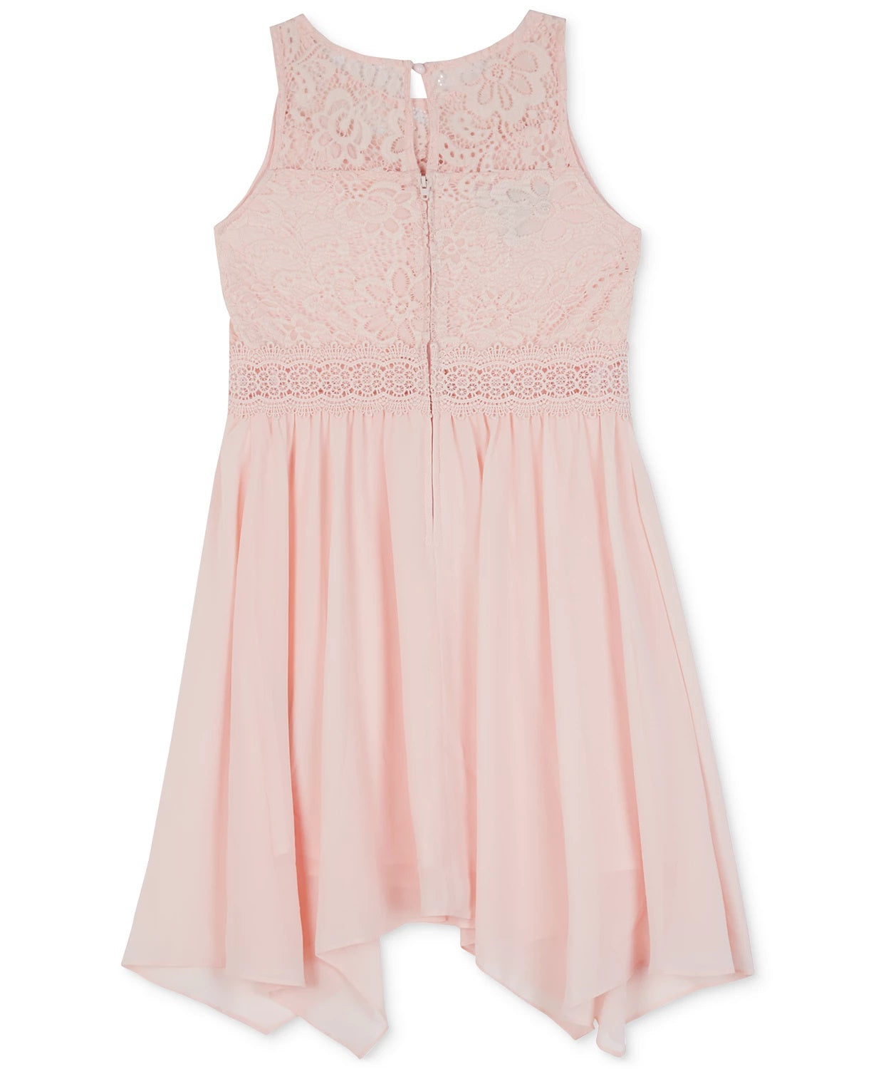 Vestido de renda com bainha de lenço BCX Big Girl, rosa, tamanho 7