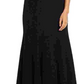 R &amp; M Richards Feminino Preto Glitter Embelezado Zíper Manga Curta Keyhole Maxi Sereia Formal Preto Tamanho 10