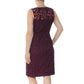 Vestido de festa feminino Ralph Lauren roxo com renda, zíper, manga curta, decote ilusão, abaixo do joelho, roxo, tamanho 12