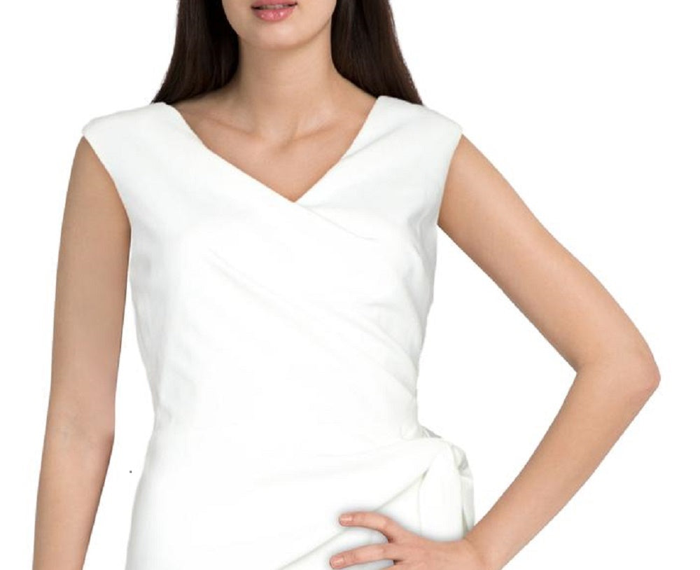 Vestido feminino Ralph Lauren Cleonie com decote em V e amarração lateral, tamanho natural 10