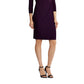Vestido de festa feminino Ralph Lauren com manga comprida franzida, decote em V e bainha acima do joelho, roxo, tamanho 6P
