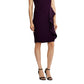 Vestido de festa feminino Ralph Lauren roxo com babados, manga curta, gola alta, acima do joelho, tamanho 12 P