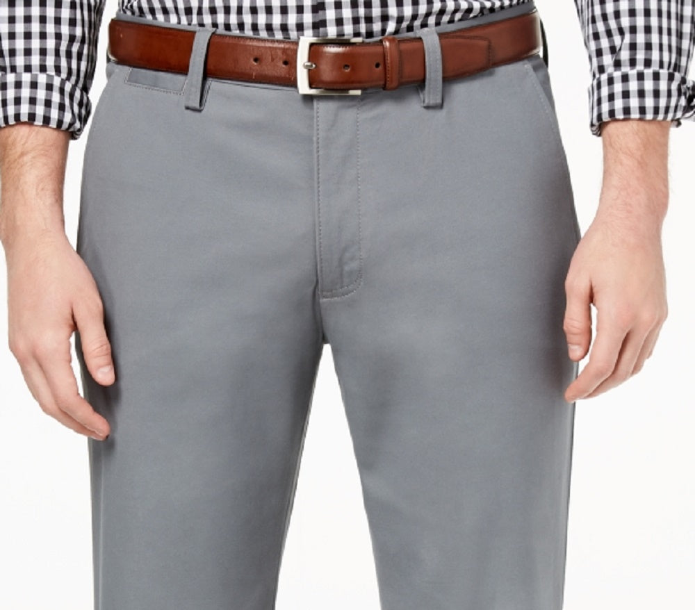 Calça Chino Masculina Club Room Classic Fit com Perna Reta Cinza Tamanho 36X32
