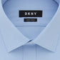 Camisas sociais masculinas DKNY Slim Fit com estampa elástica em grade, tamanho azul, 17,5 x 34 x 35