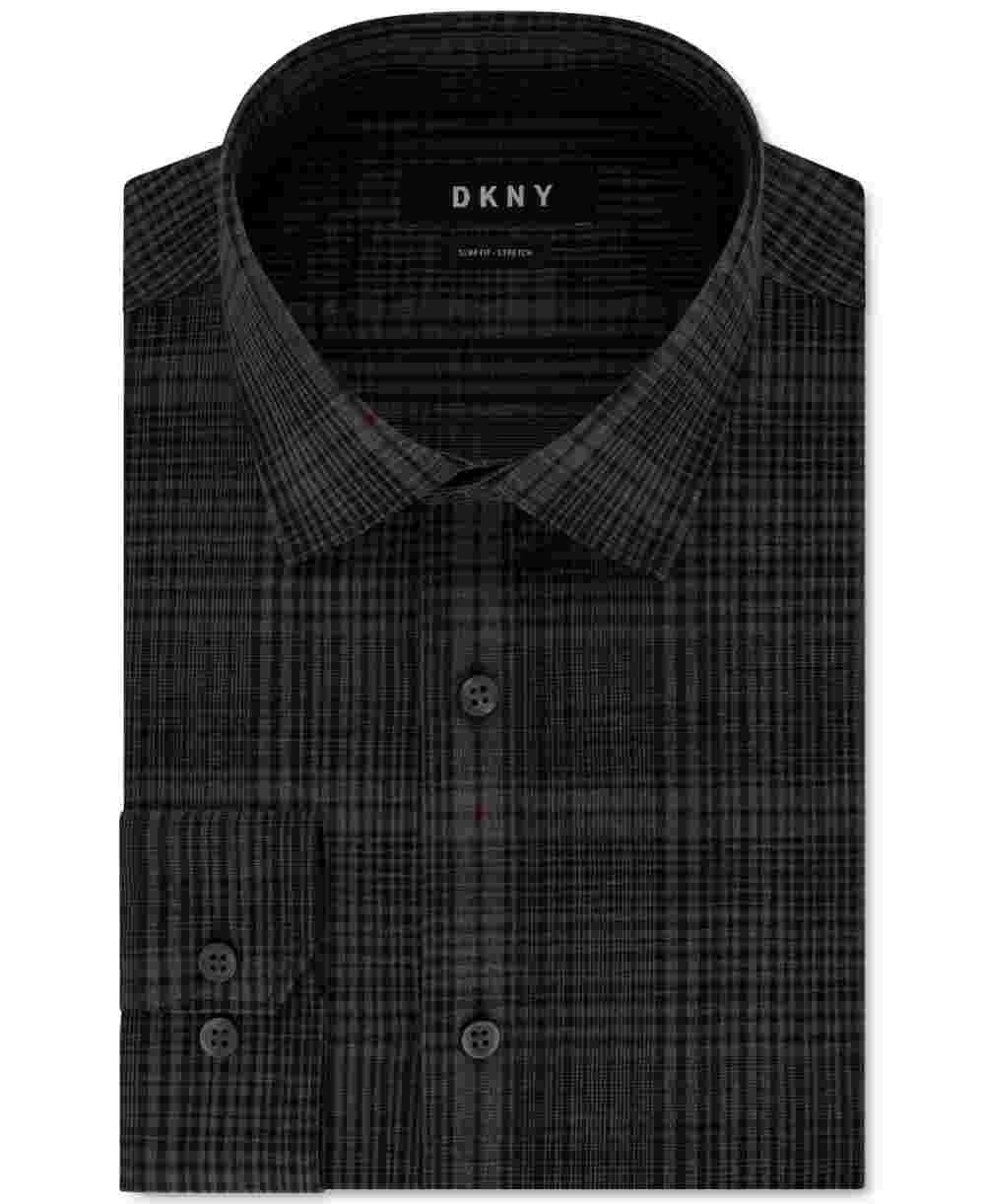 Camisa social masculina DKNY xadrez com gola cinza, tamanho 15 x 32 x 33