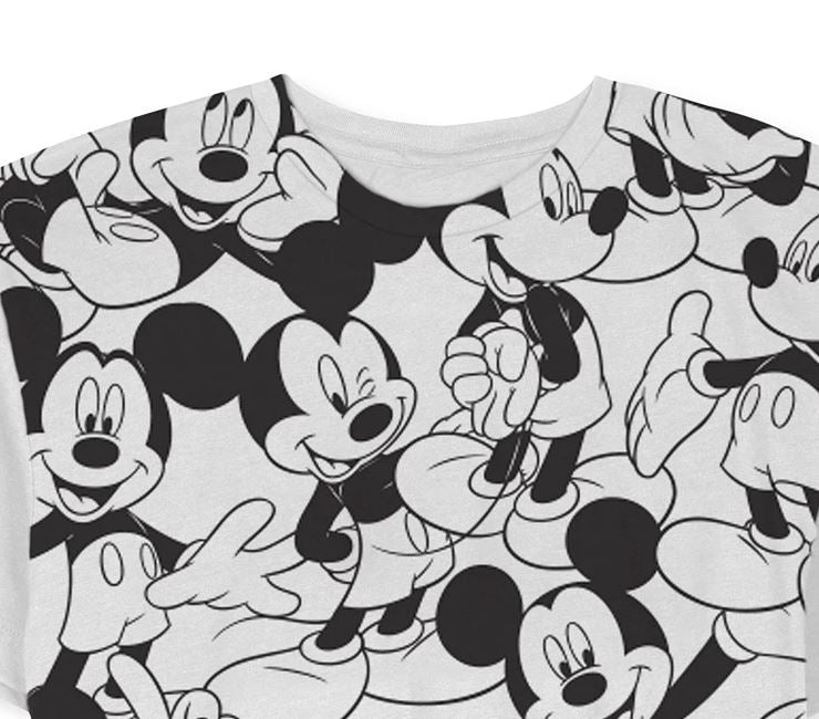 Camiseta masculina Jem Repeating Mickey Mouse da Jem, branca, tamanho extragrande