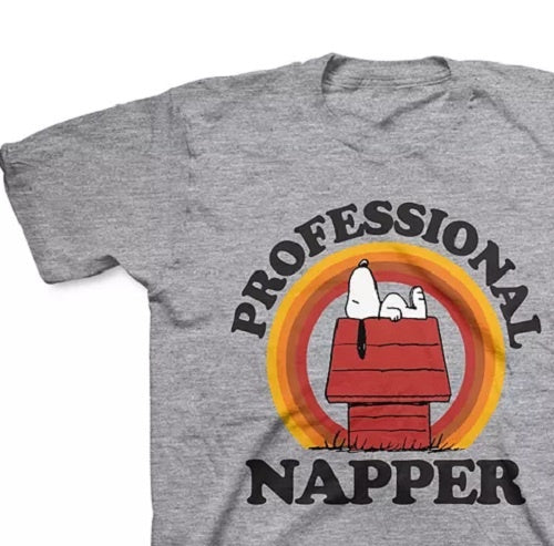 Camiseta infantil Snoopy Professional Napper da Peanuts Little Boy, cinza, tamanho 6