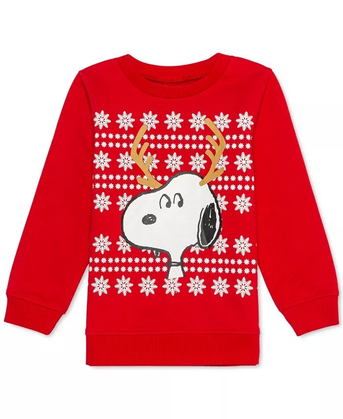 Moletom infantil Peanuts para meninos, Snoopy, rena, tamanho 2, vermelho