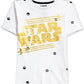 Camiseta infantil Star Wars com logotipo metálico para meninos, branca, tamanho 2