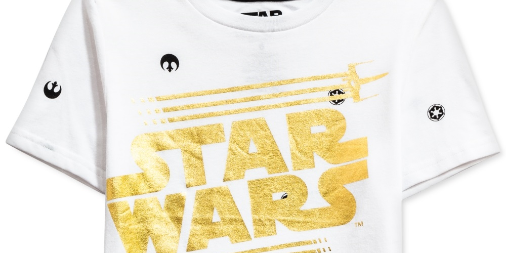 Camiseta infantil Star Wars com logotipo metálico para meninos, branca, tamanho 2