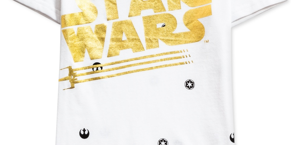 Camiseta infantil Star Wars com logotipo metálico para meninos, branca, tamanho 2