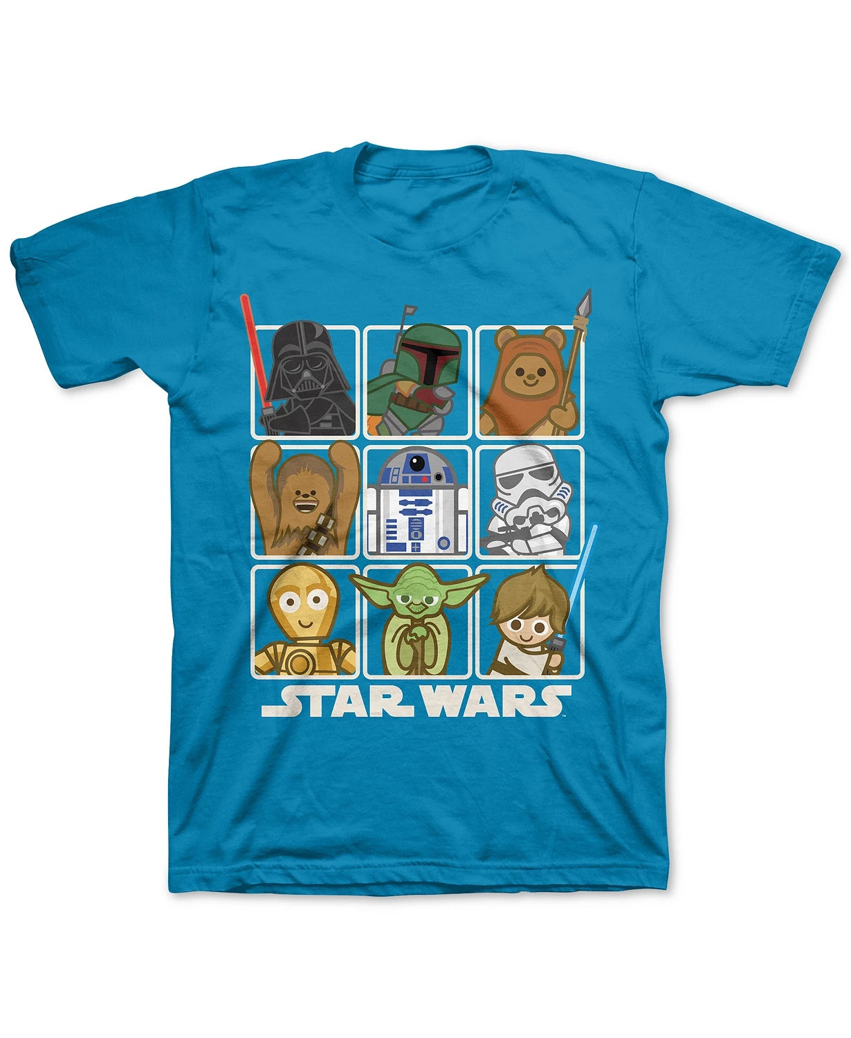 Camiseta Star Wars Little Boys Squares Turquesa/Aqua Tamanho 4