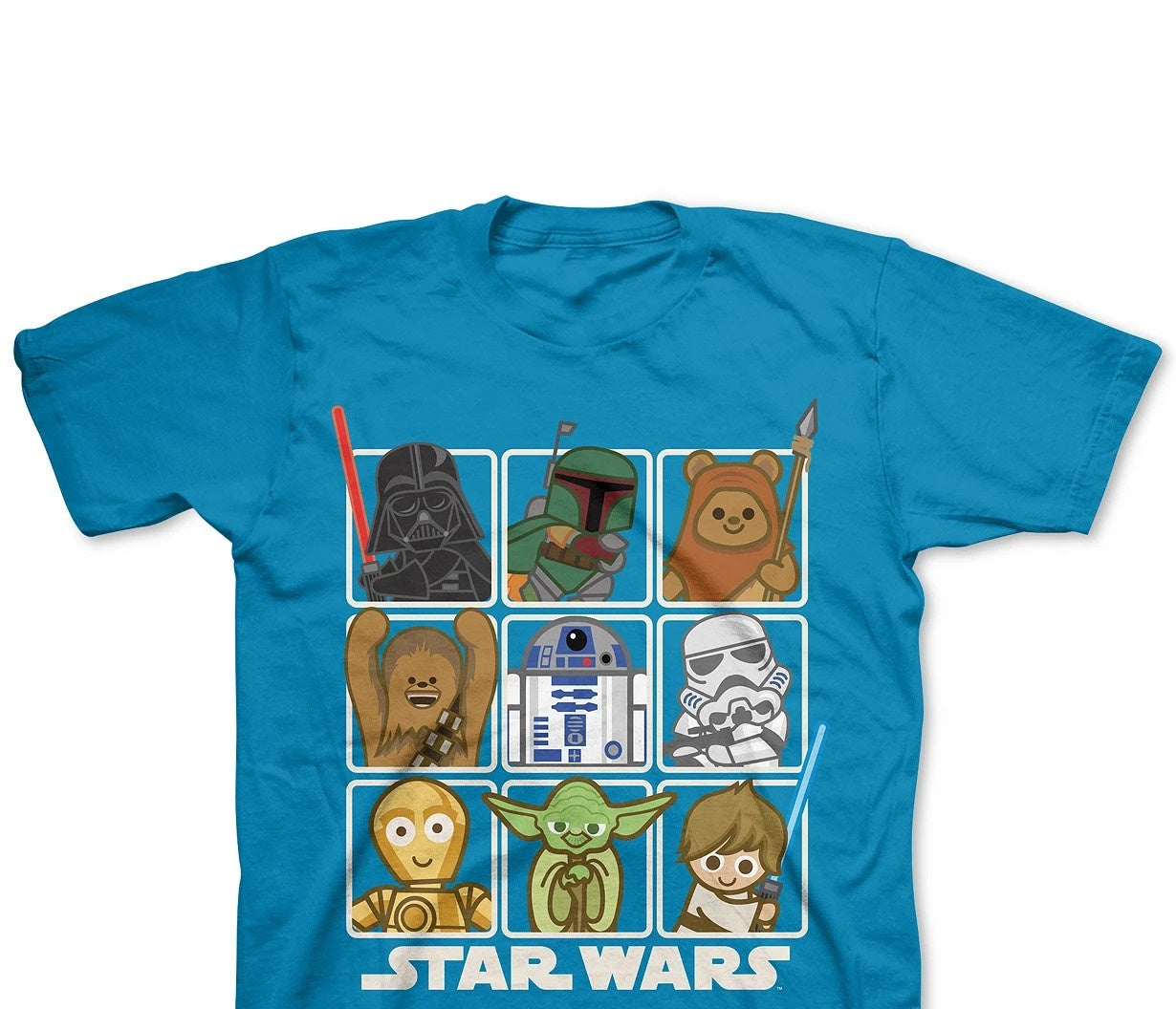 Camiseta Star Wars Little Boys Squares Turquesa/Aqua Tamanho 4