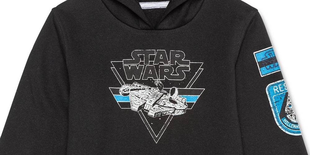 Moletom com capuz infantil Star Wars Millennium Falcon para meninos, preto, tamanho 4