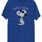 Camiseta masculina híbrida Snoopy Chill Out Graphic manga curta azul tamanho médio