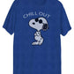 Camiseta masculina híbrida Snoopy Chill Out Graphic manga curta azul tamanho XX-G