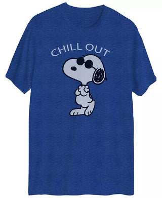 Camiseta masculina híbrida Snoopy Chill Out Graphic manga curta azul tamanho XX-G