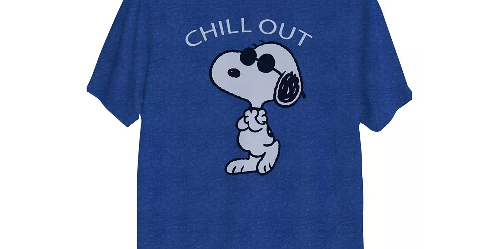 Camiseta masculina híbrida Snoopy Chill Out Graphic manga curta azul tamanho XX-G