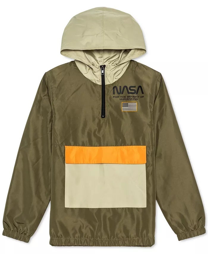 Anoraque com capuz Jem Big Boy's Nasa Colorblocked 1/4 Zip Verde Tamanho Grande