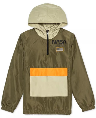 Anoraque com capuz Jem Big Boy's Nasa Colorblocked 1/4 Zip Verde Tamanho Grande