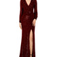 Vestido feminino Xscape com decote em V e lantejoulas, vermelho, tamanho 8
