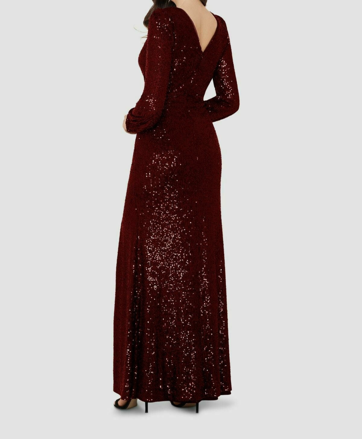 Vestido feminino Xscape com decote em V e lantejoulas, vermelho, tamanho 8