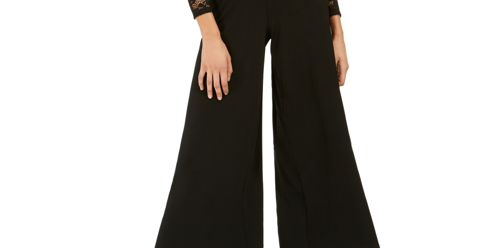 Thalia Sodi Macacão Feminino de Renda Ombro a Ombro Preto Tamanho Grande