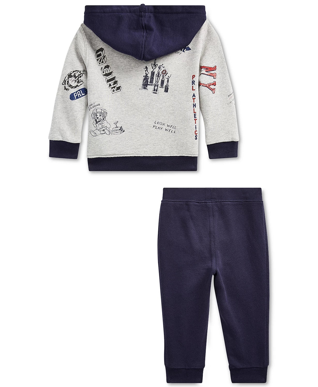 Ralph Lauren Baby Boy's Light Hoodie &amp; Joggers Azul Marinho Tamanho 18 Meses