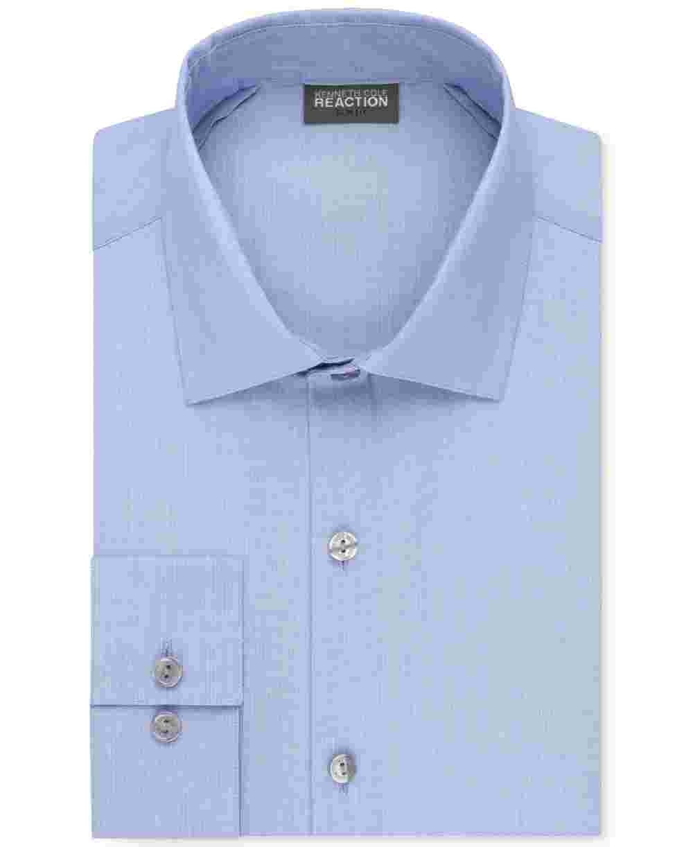Camisa social masculina Kenneth Cole Reaction com botões e ajuste justo, azul, tamanho 14,5 x 32-33