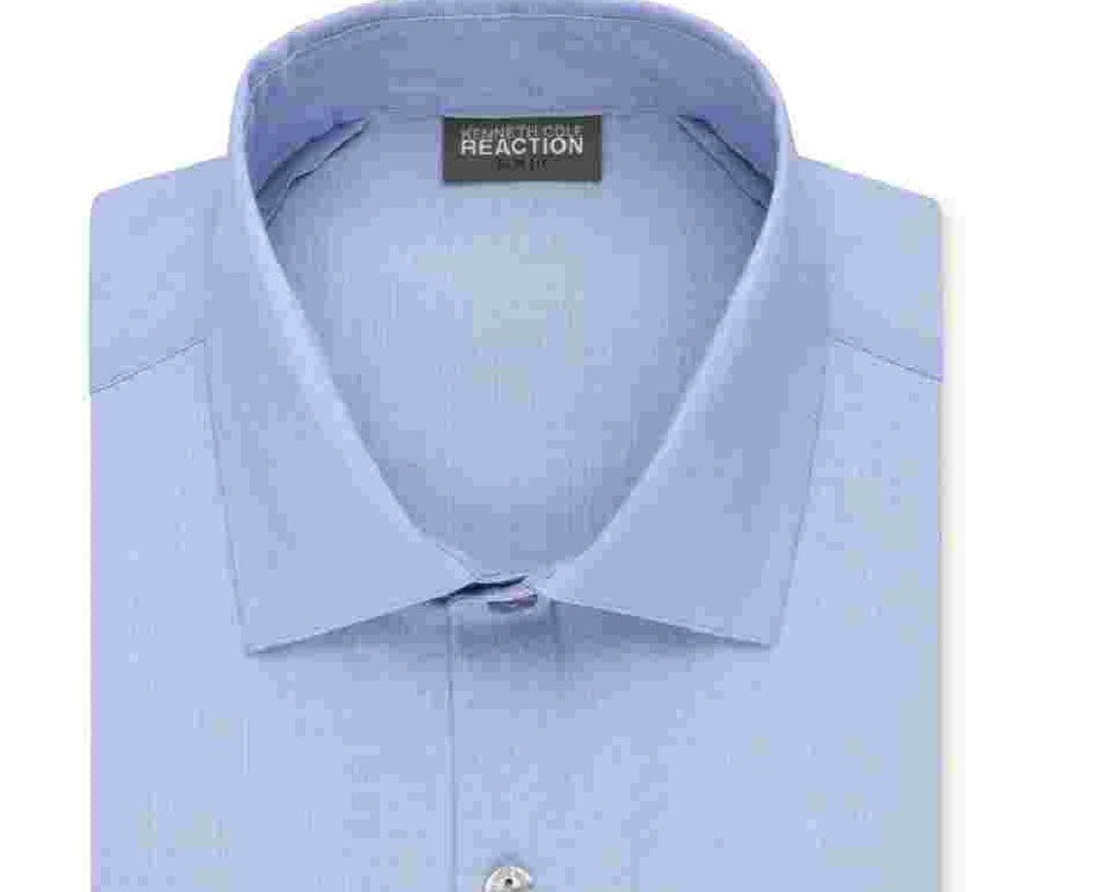 Camisa social masculina Kenneth Cole Reaction com botões e ajuste justo, azul, tamanho 14,5 x 32-33