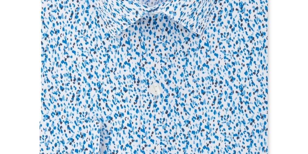 Camisa social masculina Kenneth Cole Reaction All Day Flex Slim-Fit Performance Stretch estampada azul tamanho 16x34-35
