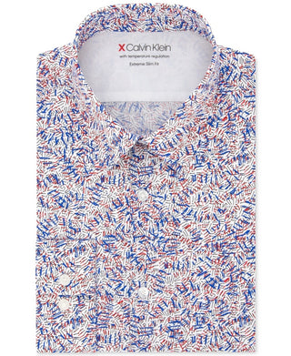 Camisa social masculina Calvin Klein Extra Slim Fit vermelha tamanho 15x32-33